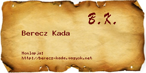 Berecz Kada névjegykártya